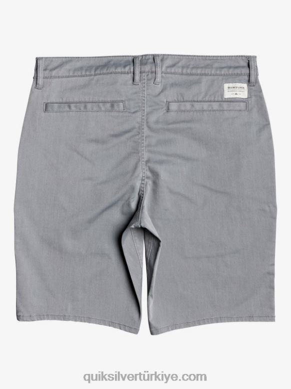 Quiksilver erkekler casual union streç 20 chino cepli şort 226FP1312 açık gri funda