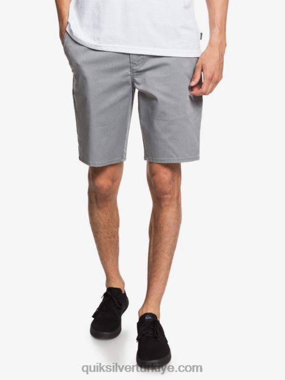 Quiksilver erkekler casual union streç 20 chino cepli şort 226FP1312 açık gri funda