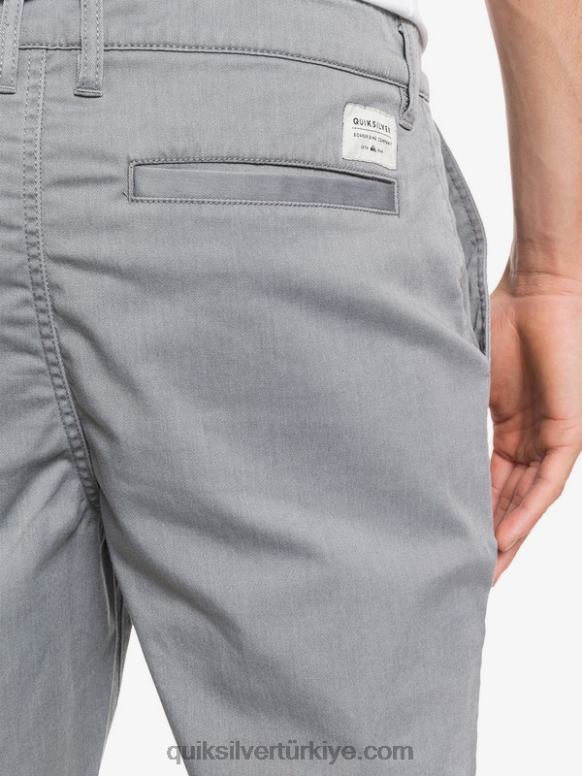 Quiksilver erkekler casual union streç 20 chino cepli şort 226FP1312 açık gri funda
