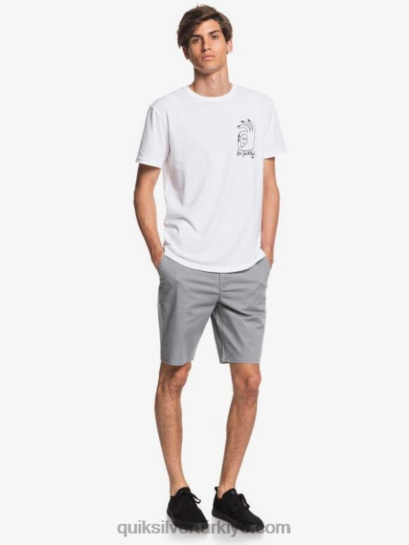 Quiksilver erkekler casual union streç 20 chino cepli şort 226FP1312 açık gri funda