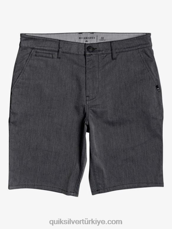 Quiksilver erkekler casual union streç 20 chino cepli şort 226FP1313 koyu gri meşe