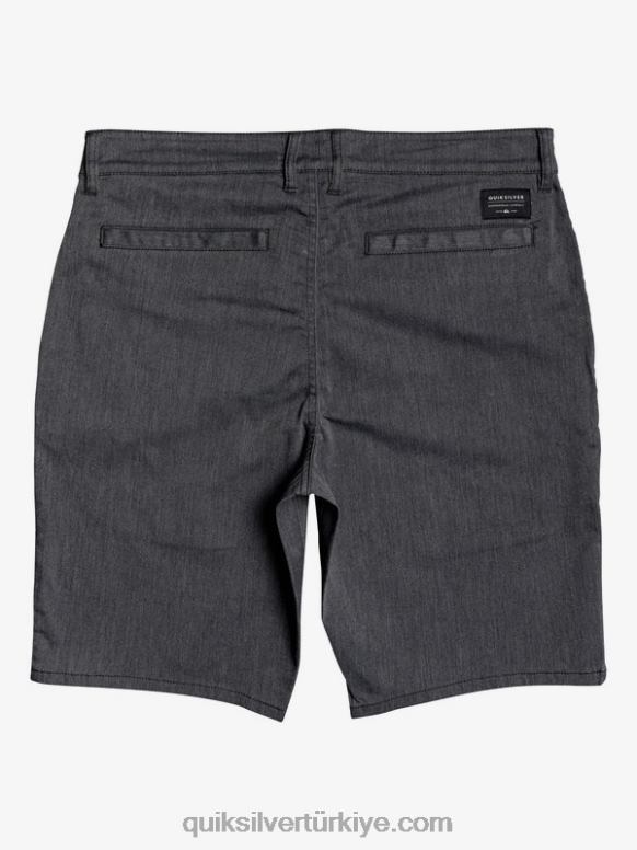 Quiksilver erkekler casual union streç 20 chino cepli şort 226FP1313 koyu gri meşe