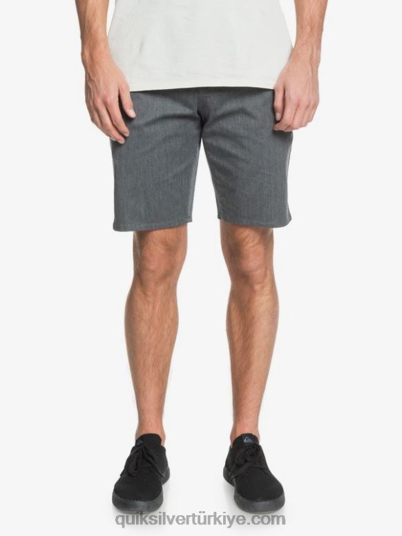 Quiksilver erkekler casual union streç 20 chino cepli şort 226FP1313 koyu gri meşe