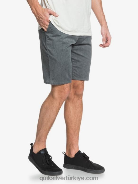 Quiksilver erkekler casual union streç 20 chino cepli şort 226FP1313 koyu gri meşe