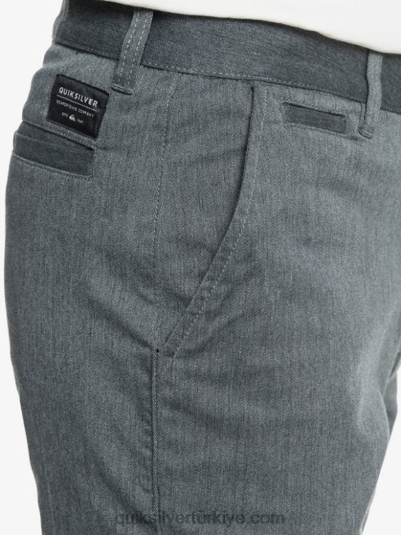 Quiksilver erkekler casual union streç 20 chino cepli şort 226FP1313 koyu gri meşe