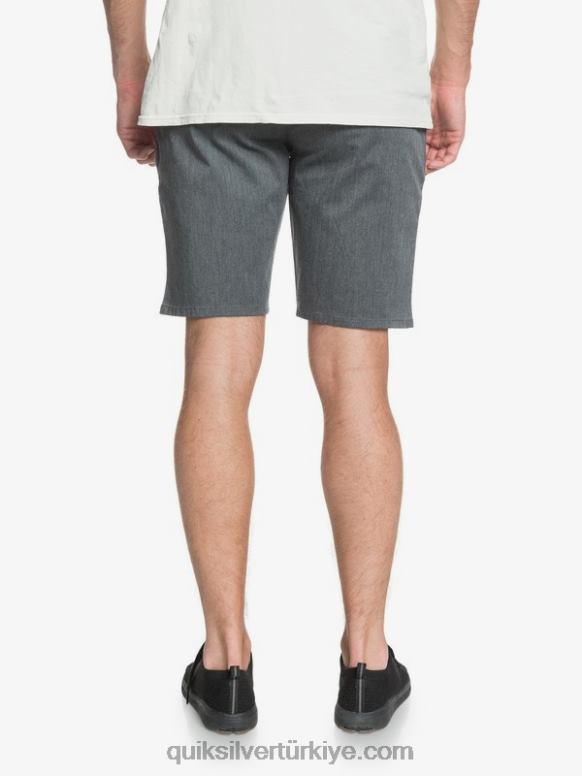 Quiksilver erkekler casual union streç 20 chino cepli şort 226FP1313 koyu gri meşe