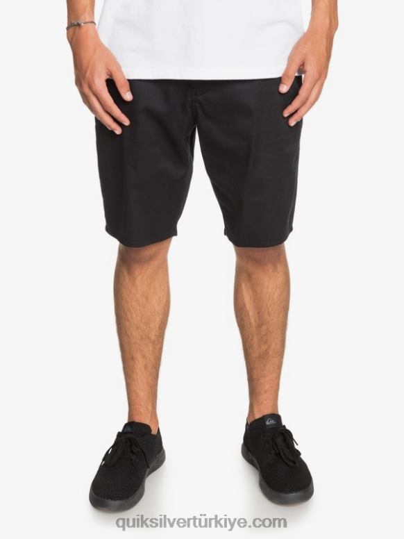 Quiksilver erkekler casual union streç 20 chino cepli şort 226FP1314 siyah