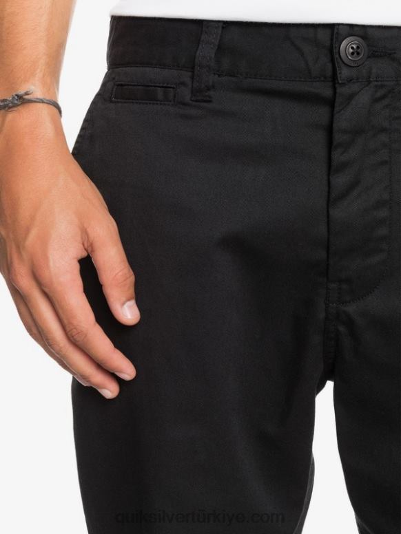 Quiksilver erkekler casual union streç 20 chino cepli şort 226FP1314 siyah