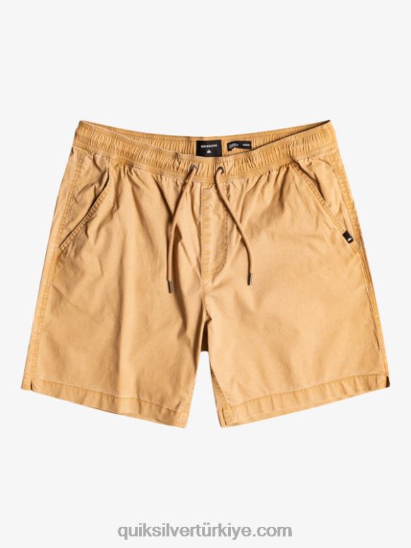 Quiksilver erkekler vergi 17 elastik belli şort 226FP1377 tanen
