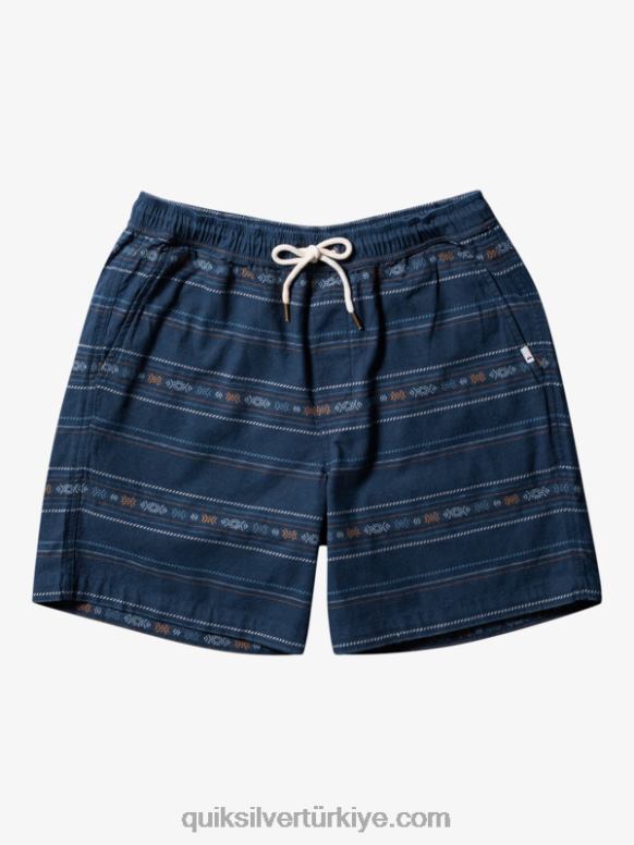 Quiksilver erkekler vergi jakarlı şort 226FP420 gece yarısı lacivert mini jakarlı