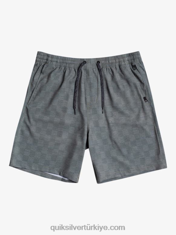 Quiksilver erkekler elastik ekose desenli 18 amfibi sörf şortu 226FP1853 kentsel şık