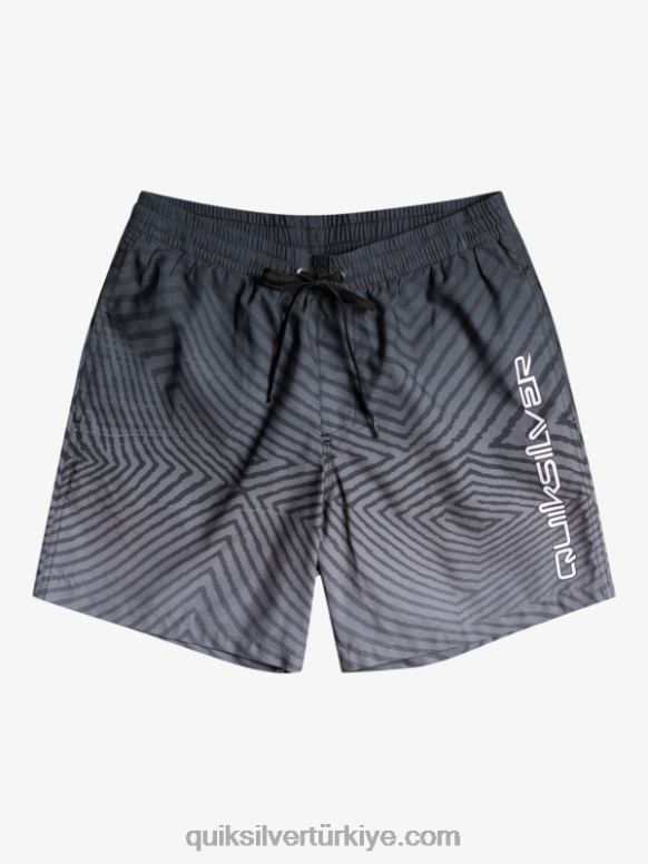 Quiksilver erkekler günlük çarpık logo 17 yaylım ateşi 226FP1180 siyah