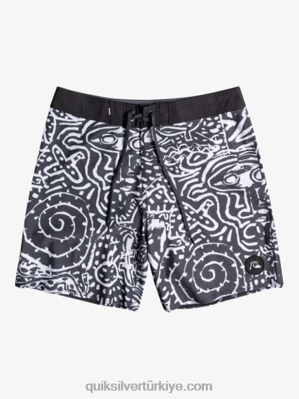 Quiksilver erkekler kenevir streç 69 18 sörf şortu 226FP1814 siyah