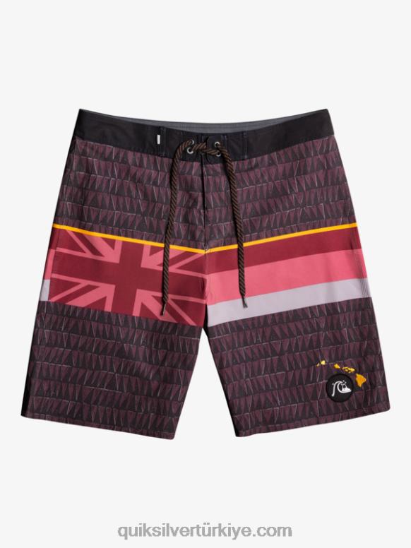 Quiksilver erkekler surfsilk soluk çizgili 20 sörf şortu 226FP1605 yakut şarabı