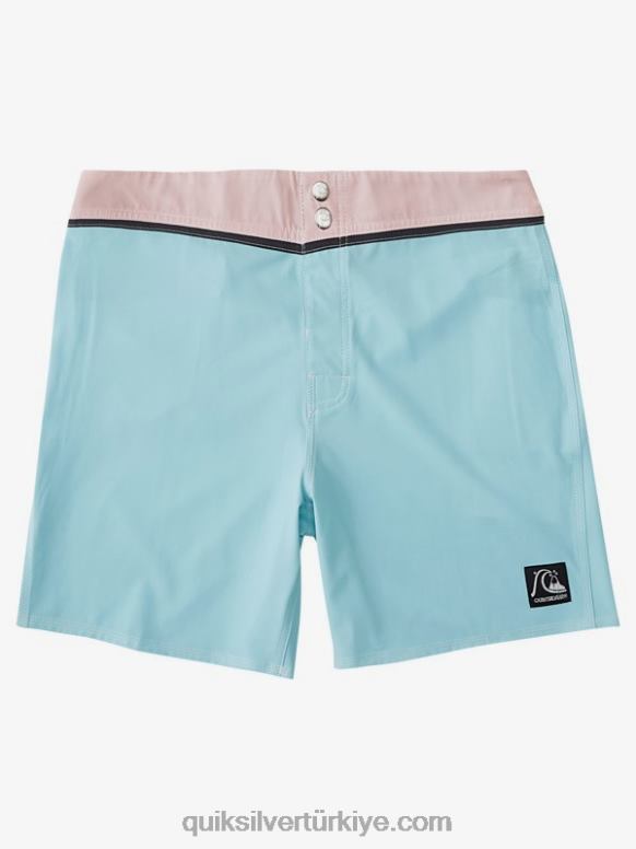 Quiksilver erkekler çıtçıtlı 17 geri dönüştürülmüş sörf şortu 226FP1828 mavi renk tonu