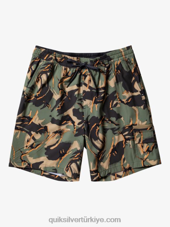 Quiksilver erkekler vergi kargo 18 amfibi sörf şortu 226FP252 kamuflaj - plaj