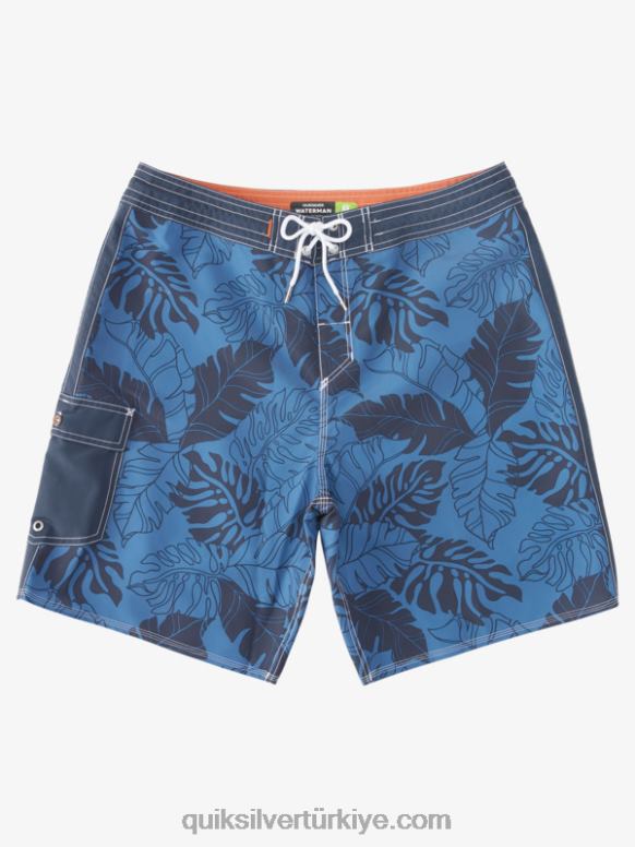 Quiksilver erkekler waterman nostalji baskı 2 19 sörf şortu 226FP849 mavi gerileme sancak