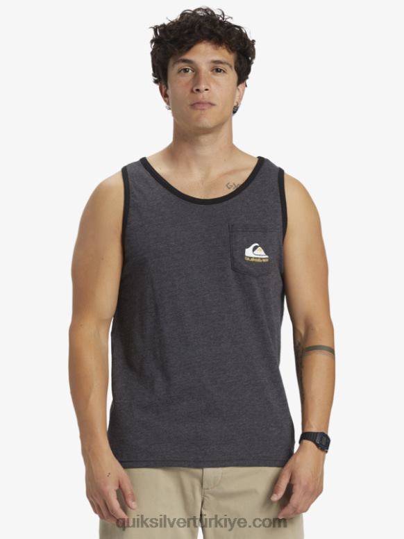Quiksilver erkekler çok cepli tank tişört 226FP555 kömür funda