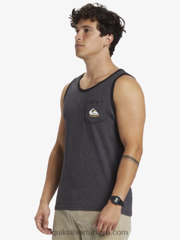 Quiksilver erkekler çok cepli tank tişört 226FP555 kömür funda