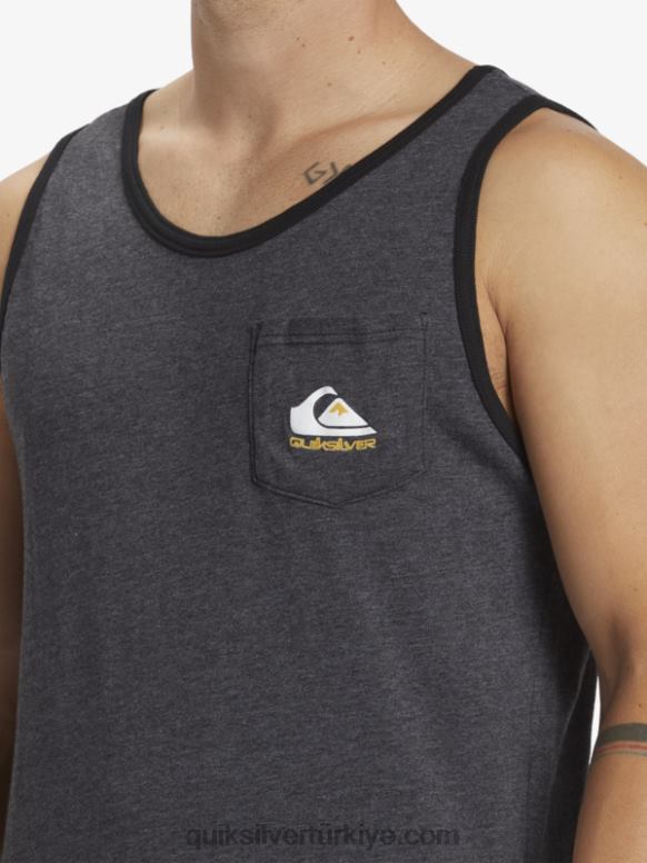 Quiksilver erkekler çok cepli tank tişört 226FP555 kömür funda