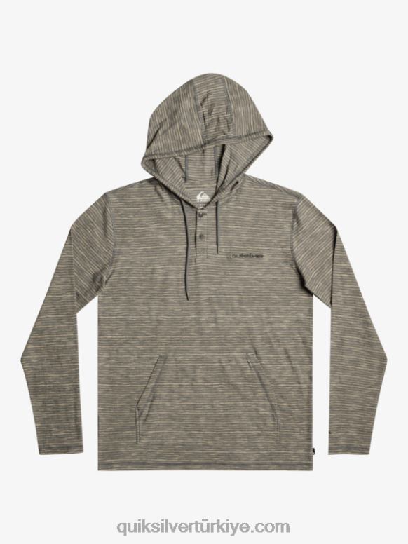 Quiksilver erkekler Kent uzun kollu kapüşonlu t-shirt 226FP1353 koyu kayrak kent