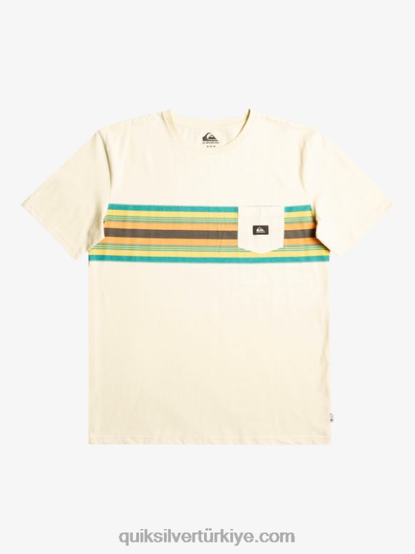 Quiksilver erkekler surfadelica çizgili cepli t-shirt 226FP1065 huş ağacı