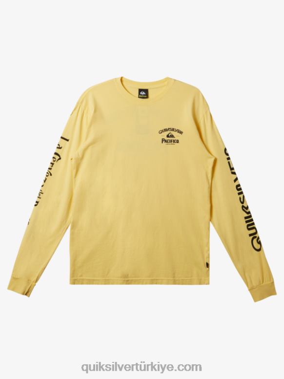Quiksilver x Pacifico erkekler düz atıcı uzun kollu tişört 226FP5 altın