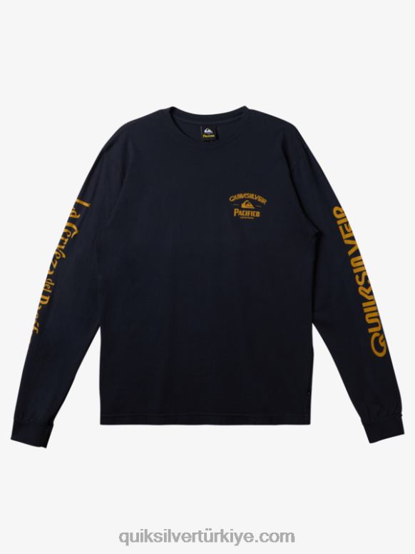 Quiksilver x Pacifico erkekler düz atıcı uzun kollu tişört 226FP6 donanma blazer