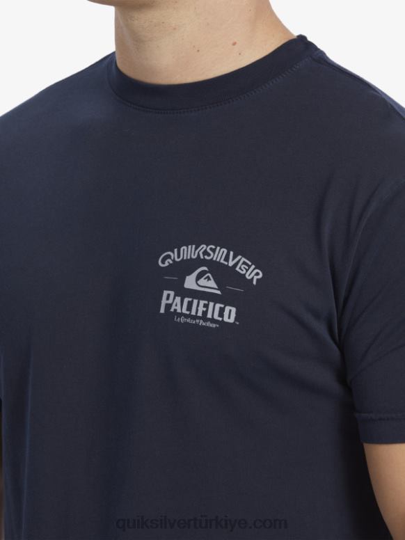 Quiksilver x Pacifico erkekler kilitli tişört 226FP1 donanma blazer