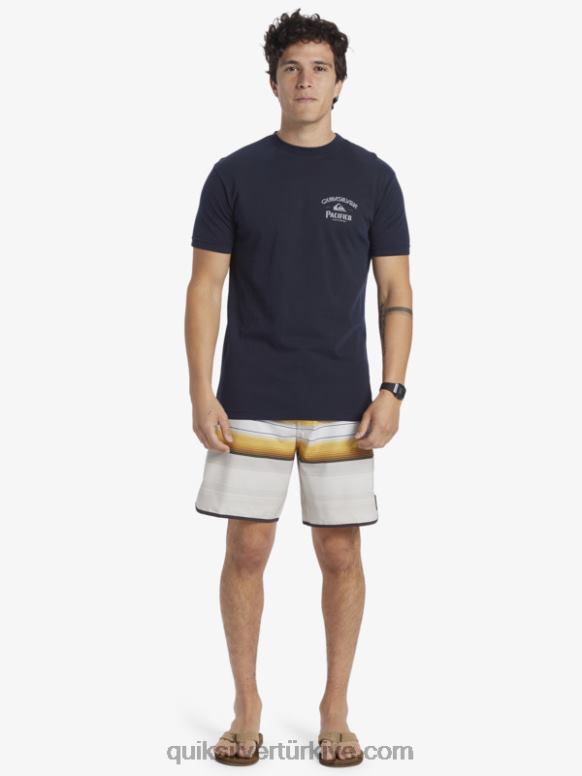 Quiksilver x Pacifico erkekler kilitli tişört 226FP1 donanma blazer