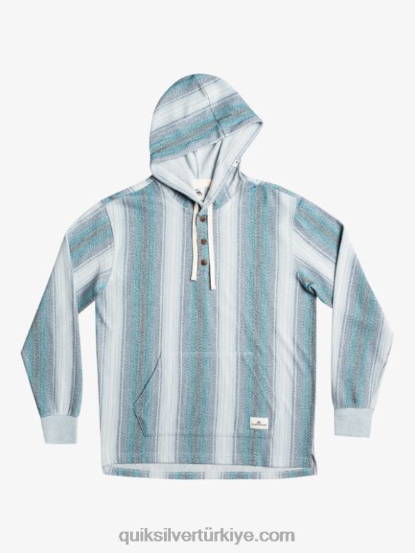 Quiksilver erkekler baja henley kapşonlu 226FP1098 fas mavi baja şerit