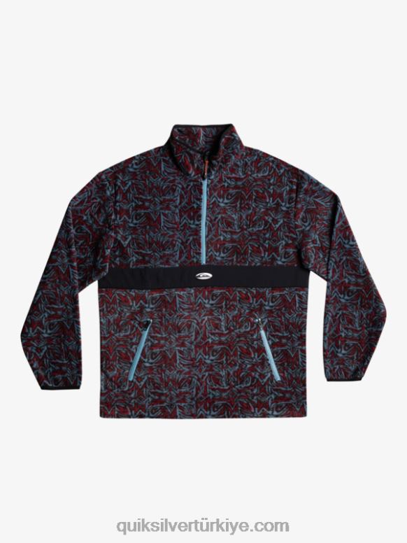 Quiksilver erkekler saturn yarım fermuarlı polar 226FP1562 yerel mavi satürn